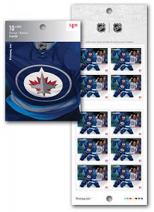 NHL Hockey WINNIPEG JETS Team JERSEY = Booklet of 10 Canada 2013 #2675a MNH