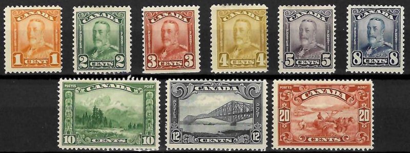 Canada #149 to 157 Mint LH-H C$330.00