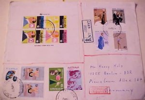 AUSTRALIA SHEETLET 1976 WITH 9 OTHER STAMPS 1972 REGISTERED B/S TO GERMANY