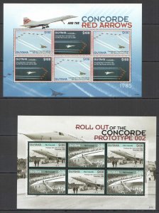 B1173 2007 Guyana Transport Aviation Concorde Prototype & Red Arrows 2Kb Mnh