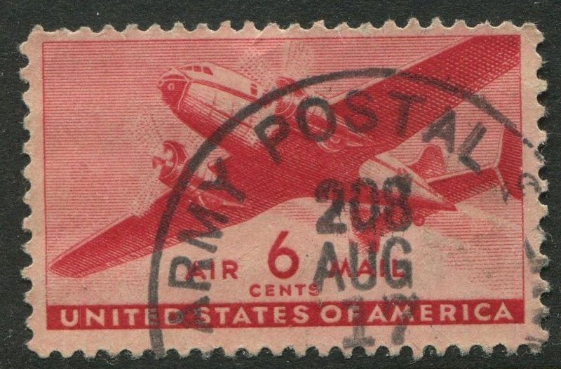 C25  6c Transport Plane  Used  Army Postal Service Cancel