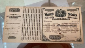 SET OF 13 WHOLESALE LIQUOR DEALER SPECIAL TAX REVENUE STAMPS W/AUCTION LOT CARD