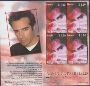 NEVIS Sc #1229.1 CPL MNH SHEET of 4 - MAGICIAN DAVID COPPERFIELD