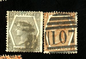 GREAT BRITAIN #59-60 USED FINE #60 TEAR Cat $305