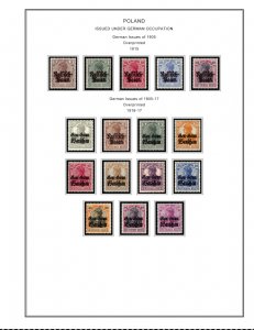 COLOR PRINTED OCCUPIED POLAND 1915-1944  STAMP ALBUM PAGES (15 illust. pages)