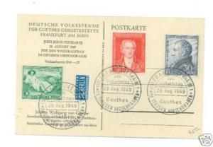 1949 West Germany Goethe Postcard Cover B306-B308 set
