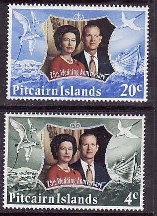 Pitcairn Is.-Sc#127-8- id8- unused NH Omnibus-set-QEII-Silver Wedding-1972-