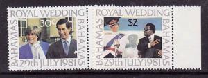 Bahamas-Sc#490-1-unused NH set-Royal Wedding -Princess Diana-1981-