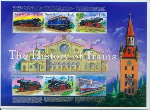 Trains, The History of Trains,   S/S 6, GREN3039