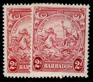 BARBADOS GVI SG250c + 250e, 2d SHADE & PERF VARIETIES, M MINT.