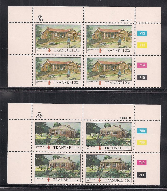 SOUTH AFRICA - TRANSKEI SC# 125-28  4 CONTROL BKS/4 #708-23  FVF/MNH  1984