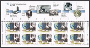 Canada 1584 sheet, MNH. Michel 1520. UN 50th Ann.1995. Canada in UN activities.