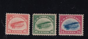 USA C1-C3 VF-MNH AIRMAILS 1918 1st ISSUE 6cts-24cts SUPERB PO FRESH