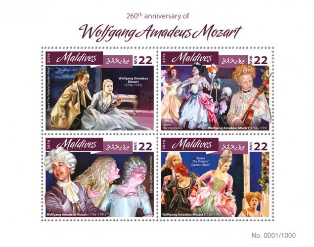 MALDIVES 2016 SHEET MOZART COMPOSERS mld16408a