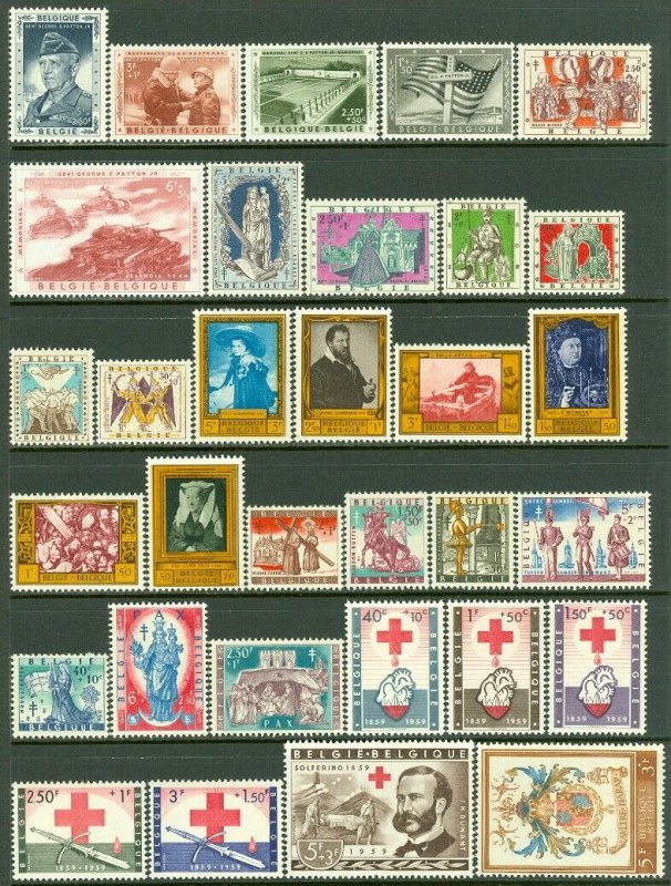 EDW1949SELL : BELGIUM 8 Different Complete Mint OG LH Semi-Postal sets. Cat $157