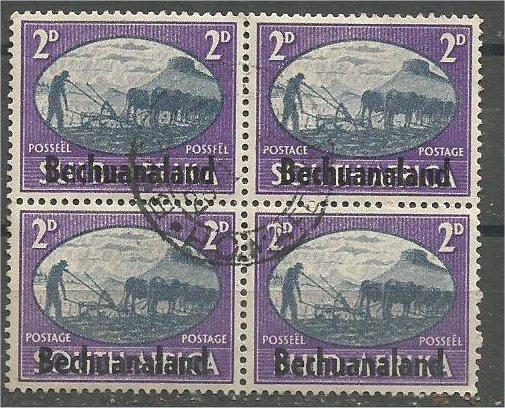 BECHUANALAND, 1945, used 2p double Pair, Overprinted Scott 138