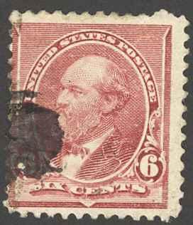 USA Sc# 224 Used 1890 6¢ brown red James A. Garfield