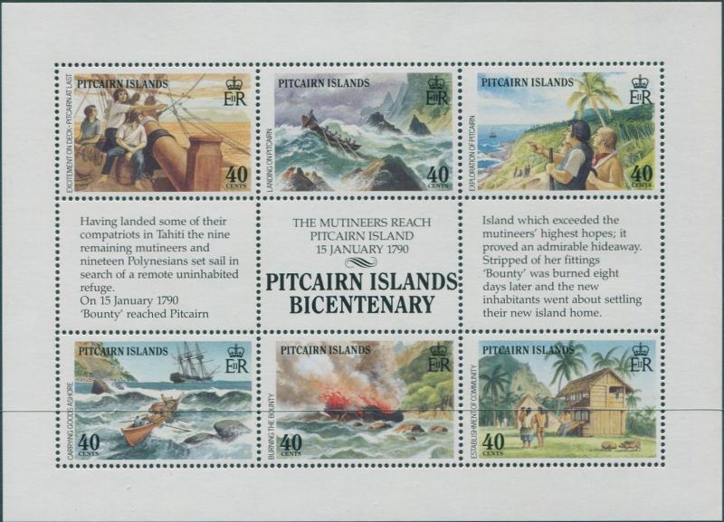 Pitcairn Islands 1990 SG356a Settlement sheetlet MNH