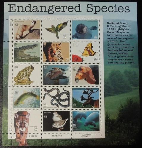 1996 32c Endangered Species Scott 3105 Pane MNH