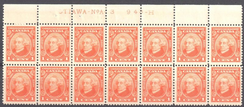 Canada #141 MINT NH Block of 14 - RARE Multiple Plate Ottawa No.3 C$140.00