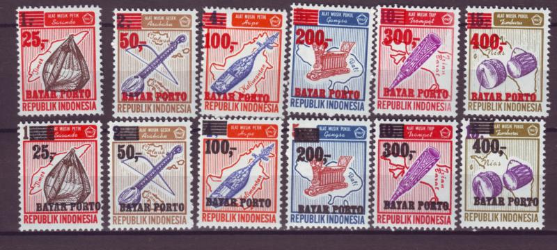 J21186 Jlstamps 2 1978 indonesia sets mh red & black ovpt,s #j118-23 j124-9