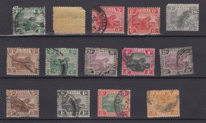 Federated Malay States Unchecked Tiger Collection Of 14 Fine Used BP8909