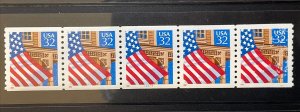 US PNC5 32c Flag Over Porch Stamp Sc# 2913 Plate 11111 MNH, Shiny Gum