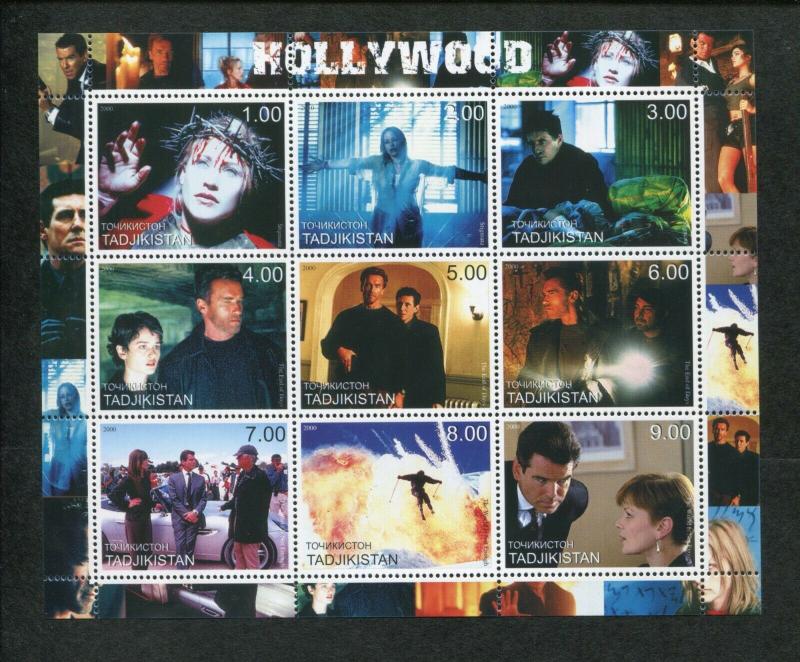 Tajikistan Commemorative Souvenir Stamp Sheet - Hollywood Movies