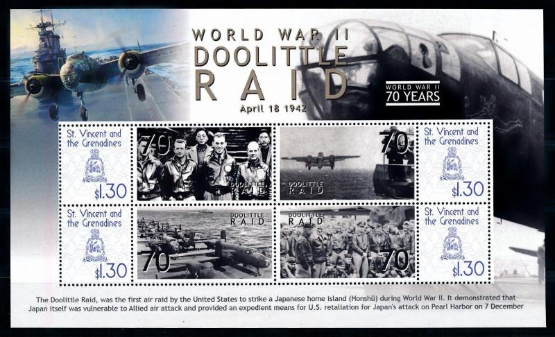 [76054] St. Vincent & Gren. 2009 World War II Doolittle Raid Sheet MNH