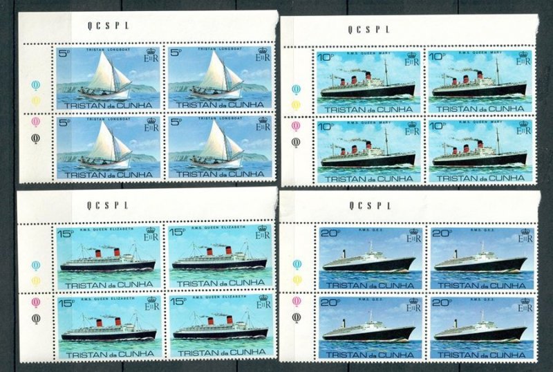 Tristan da Cunha #255 - 258 set of MNH blocks of 4