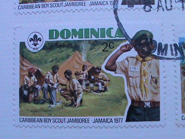 DOMINICA-1977  FDC-INTERNATIONAL SCOUTING DAY-FANCY CANCEL FDC USED.XF.