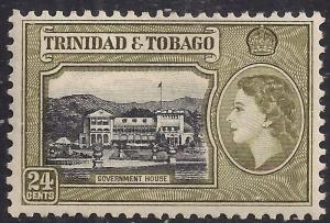 Trinidad & Tobago 1953 - 59  QE2 24 ct Government House MM SG 275 ( M1194 )