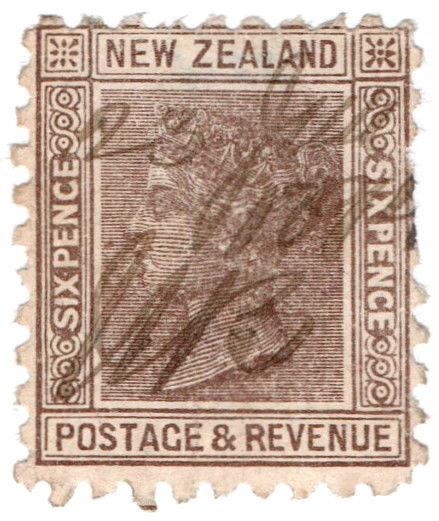 (I.B) New Zealand Revenue : Duty Stamp 6d (1891)