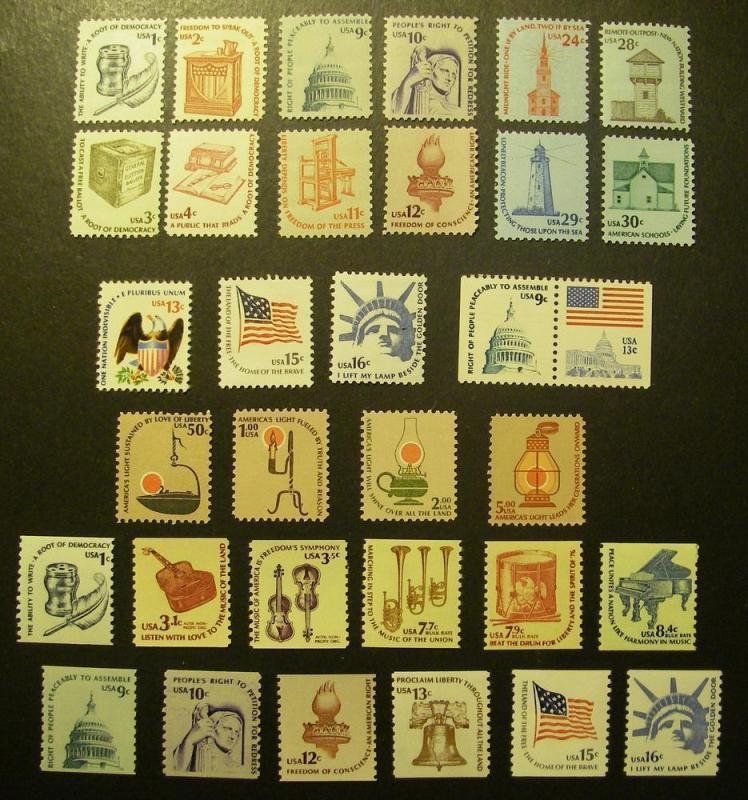 AMERICANA Series - including coil issues - Scott 1581//1816 - BEAUTIFUL MNH SET