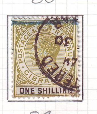 Gibraltar Sc 84a 1932 1 shilling G V stamp used