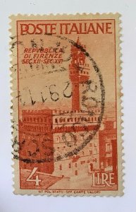 Italy 1946 Scott 481 used- 4 L, Proclamation of the Rep., Palazzo della Signoria