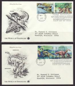 US 3186a-o Dinosaurs S/8 PCS Typed FDC