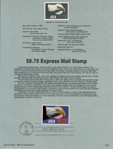 US SP837 Express Mail Souvenir Page #2394