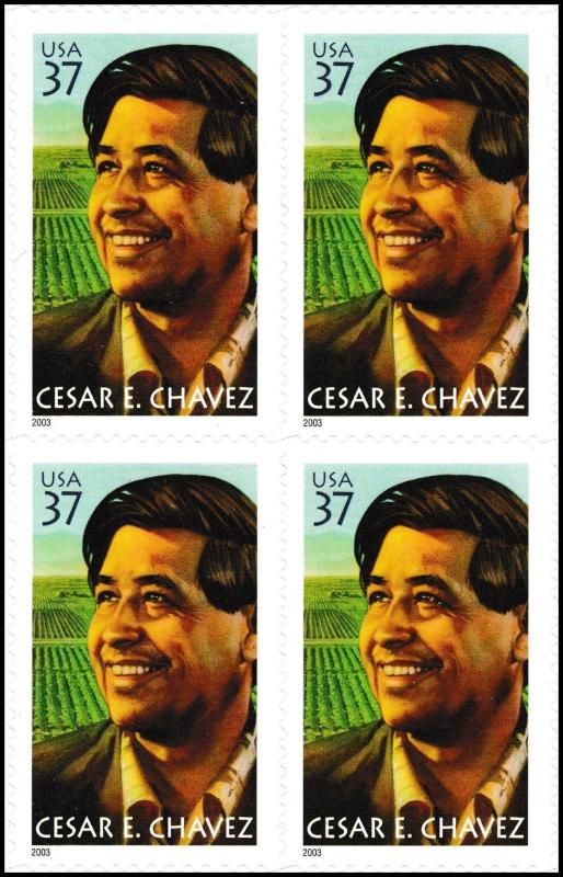 US 3781 Cesar E Chavez 37c block 4 MNH 2003