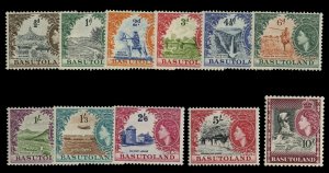 Basutoland #46-56 Cat$120, 1954-58 QEII, complete set, never hinged