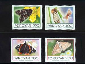 Faroe Islands Scott 256-9 Moths and Butterflies VF MNH