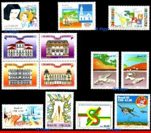 BRAZIL 1993 - LOT WITH 13 STAMPS OF THE YEAR - ALL MNH