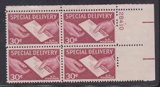 SCOTT # E21 PLATE BLOCK OF 4 30 CENT SPECIAL DELIVERY MINT NEVER HINGED GEM !!!