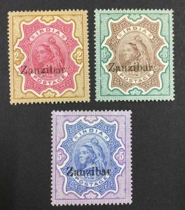 MOMEN: ZANZIBAR SG #19-21 1895-6 MINT OG H £305 LOT #64304