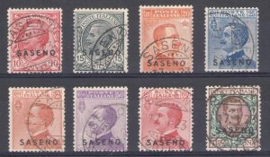 1923 SASENO, Stamps d'Italia Oprastampati, no. 1/8, 8 values, Used