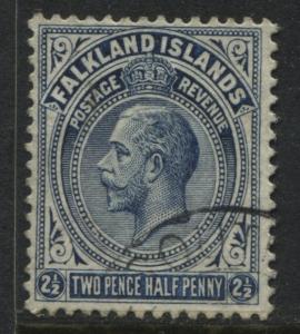 Falkland Islands KGV 1914 2 1/2d deep ultra used