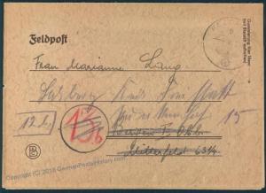 3rd Reich Germany WWII Croatian Grenadier Regt 381 Feldpost Cover 48580