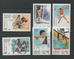 Thematic Stamps Sports - LAOS 1989 OLYMPICS 1141/6 6v mint