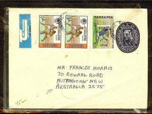 TANZANIA (P0210B) PSE 1/- UPRATED OLYMPICS 10/+1/-X2 A/M TO AUSTRALIA