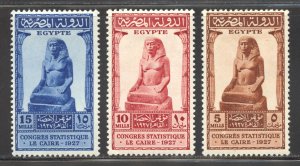 Egypt Scott 150-52 Unused HOG - 1927 Amenhotep/Statistical Congress - SCV $6.75